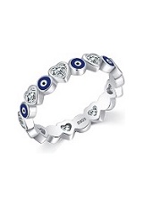 delightful heart blue evil eye silver ring for babies